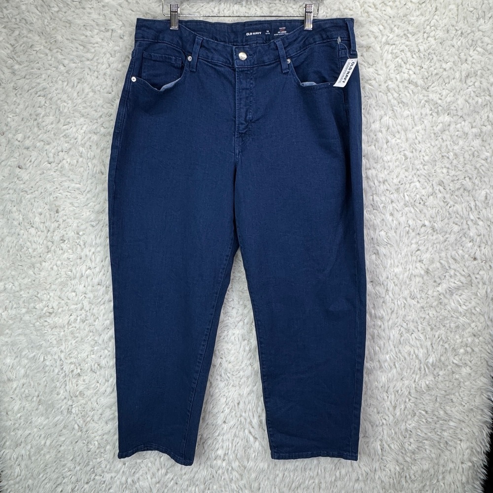 Old Navy High Rise Curvy OG Loose Jeans 16 Petite Blue Denim Retro Casual